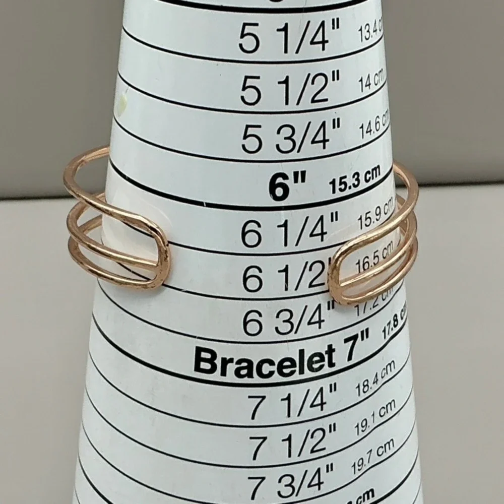 Stella & Dot Bracelet Womens Rose Gold Tone Rhinestone Triple Band Cuff 6.25